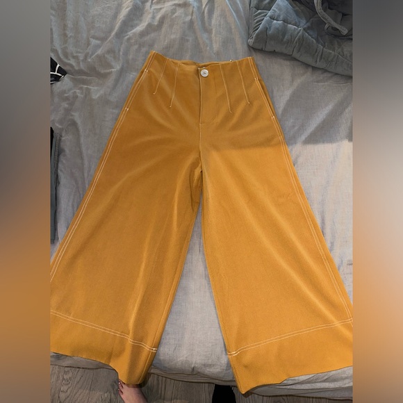 Mustard Contrast Stitch Culottes - Picture 1 of 3